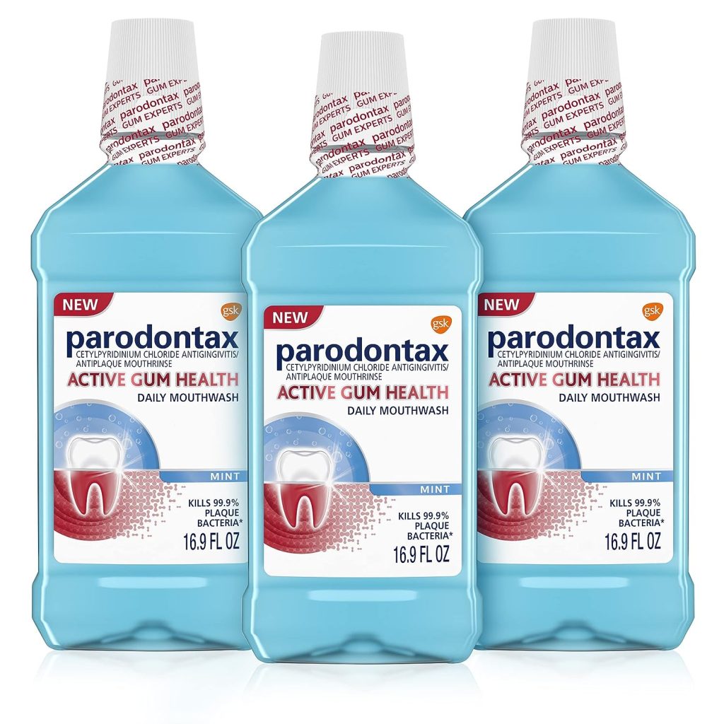 Parodontax Active Gum Health Mouthwash, Antiplaque and Antigingivitis Mouthwash, Mint, 3x16.9 Fl Oz